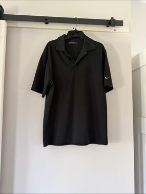 Nike Black Short-Sleeve Polo with Swoosh